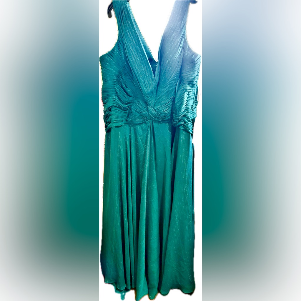Chic Teal Maxi Dress With Woven Shimmer